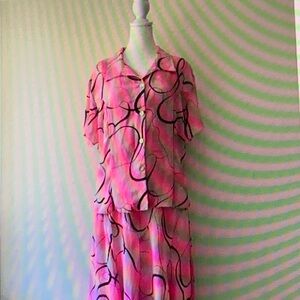 Sharon Young Pink and Black Maxi Dress